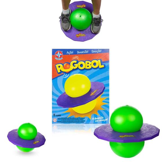 Imagem de Brinquedo Pogobol Roxo e Verde Bola Pula Infantil Estrela