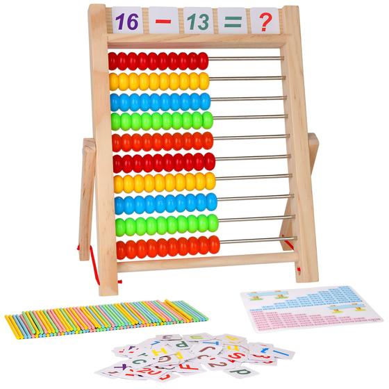 Imagem de Brinquedo pré-escolar para aprender matemática KIDWILL Abacus com cartões e palitos