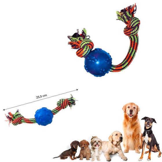 Imagem de Brinquedo Puxador Bola Corda Cachorro Borracha Resistente