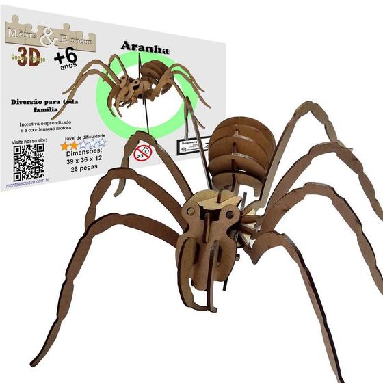 Imagem de Brinquedo Quebra Cabeça 3D Aranha Mdf