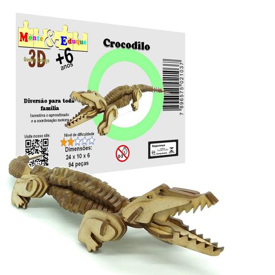 Imagem de Brinquedo Quebra Cabeça 3D Crocodilo Mdf