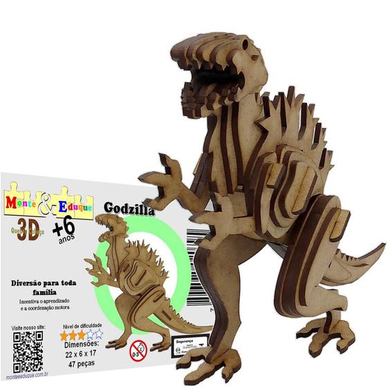 Imagem de Brinquedo Quebra Cabeça 3D Godzilla Mdf