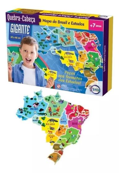 Imagem de Brinquedo Quebra Cabeça Gigante Mapa Do Brasil Estados 26pçs