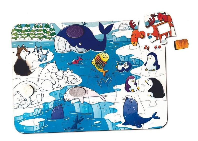 Imagem de Brinquedo Quebra-cabeça Tátil Animais Da Neve Babebi  6095