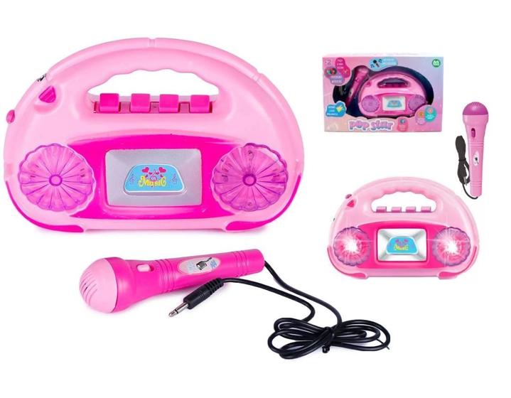 Imagem de Brinquedo Radio Microfone Musical Sai Voz Toca Musica Luzes