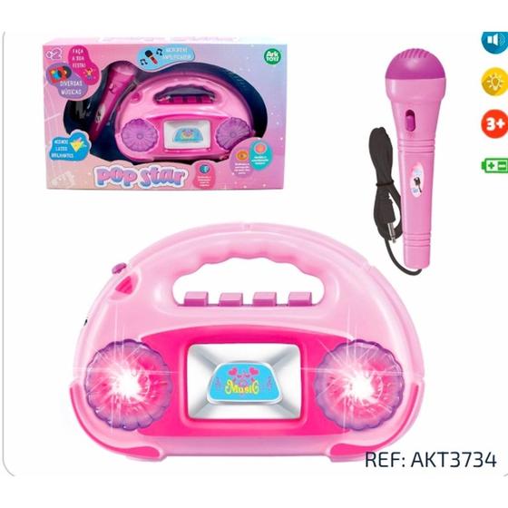 Imagem de Brinquedo Radio Musical Infantil Microfone Luz Pop Star