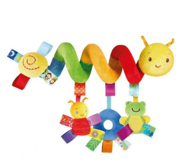 Imagem de Brinquedo Recreativo Móbile Espiral Chocalho de Pelúcia Bichinho Centopeia Abelha para Bebês