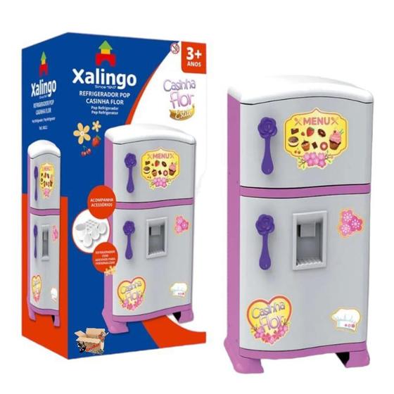 Imagem de Brinquedo Refrigerador Geladeira Infantil Grande Duplex Pop Casinha Flor - Xalingo