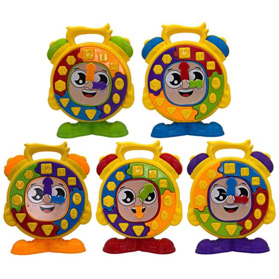 Imagem de Brinquedo Relógio Didático Educativo Colorido Infantil c/ Peças de Encaixar e Desmontar p/ Bebês Crianças Meninas e Meninos