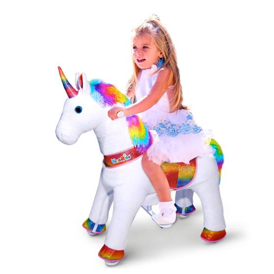 Imagem de Brinquedo Ride-on Unicorn Plush Horse WonderIdes para meninas de 4 a 9 anos