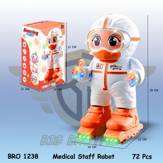 Imagem de Brinquedo Robô Dança Gira Luzes Led Musical Infantil Dr. médico