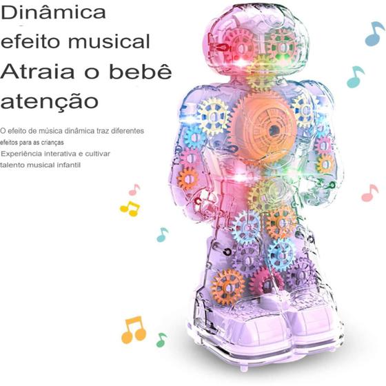 Imagem de Brinquedo Robô Musical Luzes Color Transparente Bate-Volta