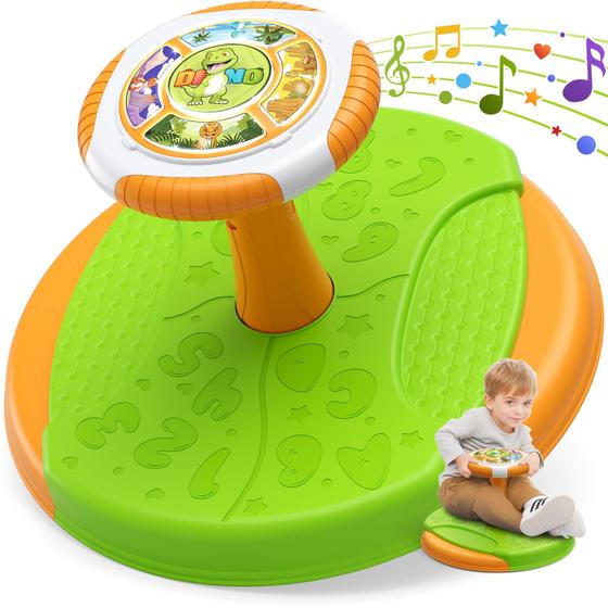 Imagem de Brinquedo Sit and Spin HYES Dinosaur para crianças de 1 a 5 anos com LED e música