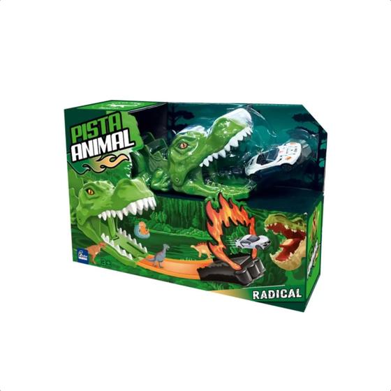 Imagem de Brinquedo Super Pista Animal Dinossauro Carrinho De Metal