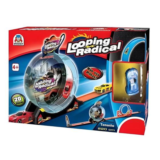 Imagem de Brinquedo Super Pista de Corrida Radical com Rampa 360 Looping Carro Carrinho 2 Metros 030-6 Braskit