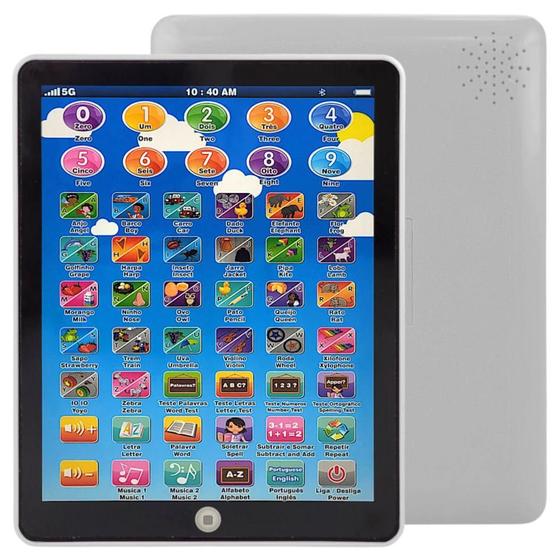 Imagem de Brinquedo Tablet de brinquedo Interativo Didático Educativo Bilingue Português e Inglês Infantil 54 Funções