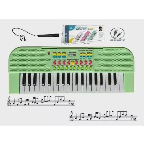Imagem de Brinquedo Teclado Musical Infantil Com Microfone E Fonte  37 Teclas(Verde)