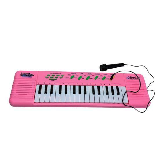 Imagem de Brinquedo Teclado Piano Musical Infantil Com Microfone Karaokê 32 Teclas(Rosa)
