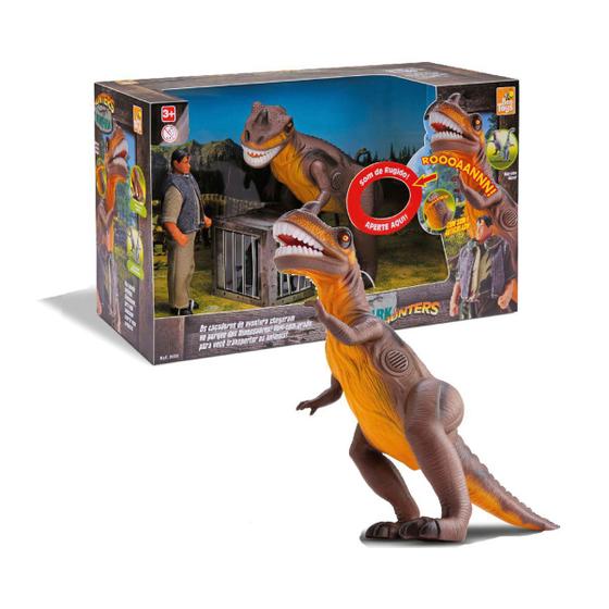 Imagem de Brinquedo Tiranossauro Rex DinoPark Hunters E Boneco Caçador