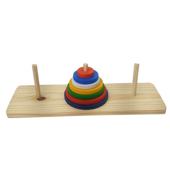 Brinquedo Torre Hanoi Empilhar Quebra Cabeça Pedagógico Lúdico - Parcinhas Brinquedos Imagem de Brinquedo Torre Hanoi Empilhar Quebra Cabeça Pedagógico Lúdico