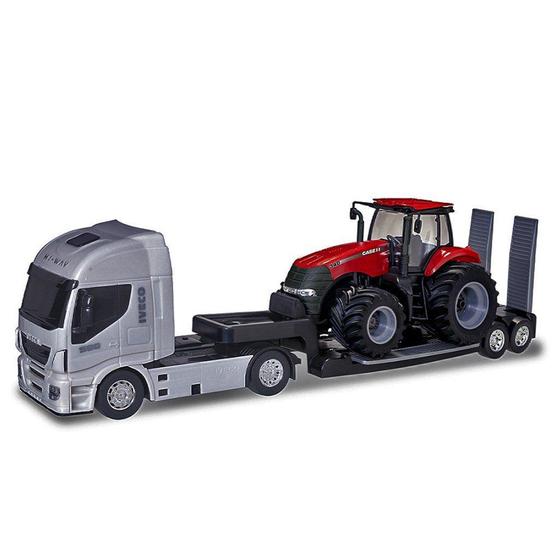 Brinquedo Trator Coleção Magnum 340 Caminhão Plataforma Iveco Hi Way Case Agriculture Cinza Menor preço em Brinquedo Trator Coleção Magnum 340 Caminhão Plataforma Iveco Hi Way Case Agriculture Cinza