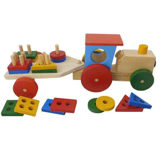 Imagem de Brinquedo Trator Pinus Grande Pedagógica Formas Geométricas