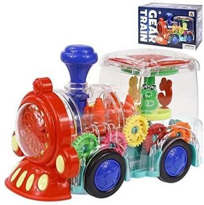 Imagem de Brinquedo Trem de Engrenagens  Colorido Transparente Com Luzes e Som