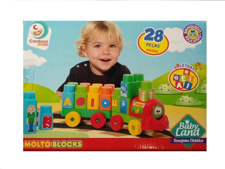 Imagem de Brinquedo Trenzinho Baby Land Cardoso Toys Com 28 Blocos