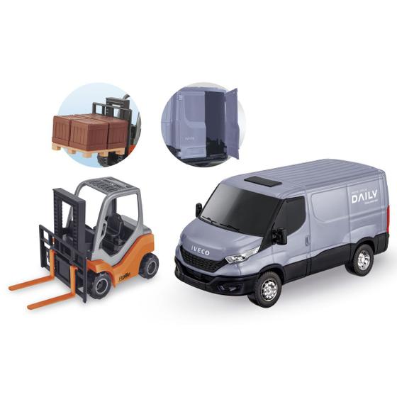 Imagem de Brinquedo Van Iveco Daily Abre Porta Traseira c/Empilhadeira