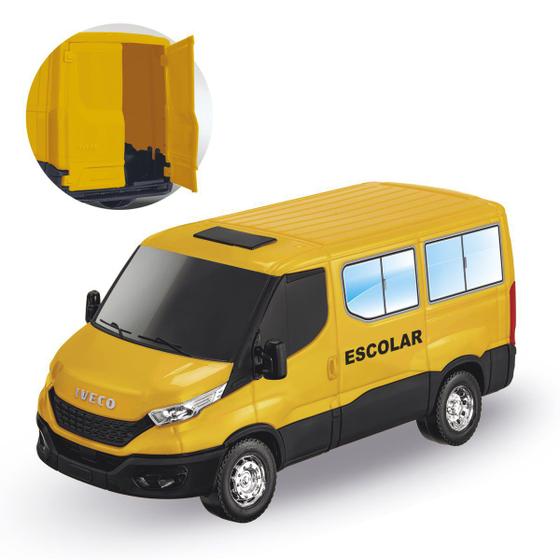 Imagem de Brinquedo Van Iveco Daily Escolar Amarela Abre Porta de Trás