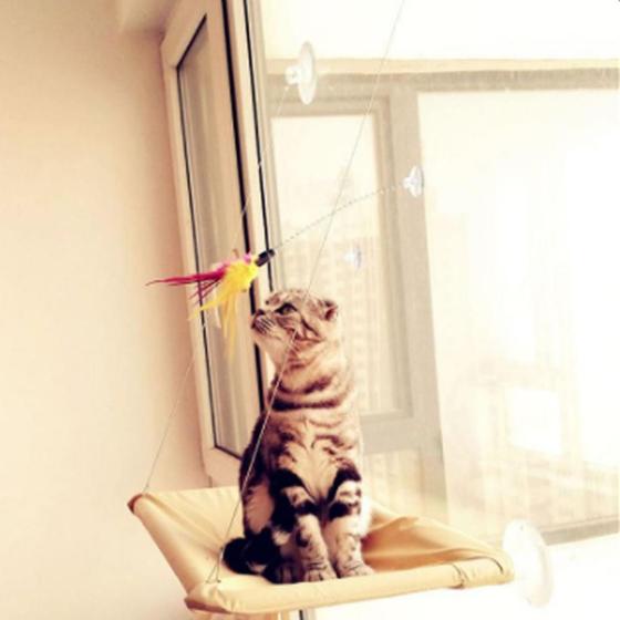 Imagem de Brinquedo Varinha com Ventosa e Pena Artificial para Gatos - Azul