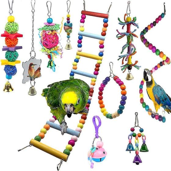 Imagem de Brinquedos Bird Perch & Stand (pacote com 10), brinquedos cinza Parkiet