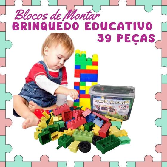 Imagem de Brinquedos Bloco de Montar Infantil Educativo 39 peças - PA Brinquedos
