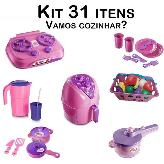 Imagem de Brinquedos Cozinha Menina Talheres Cestinha Mercado 31pç