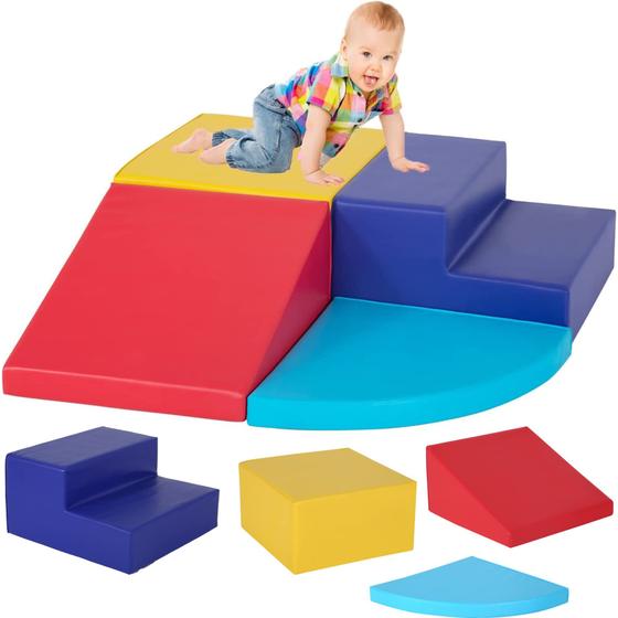 Imagem de Brinquedos de escalada BLKMTY Kids Corner Climber, conjunto de 4 peças, vermelho