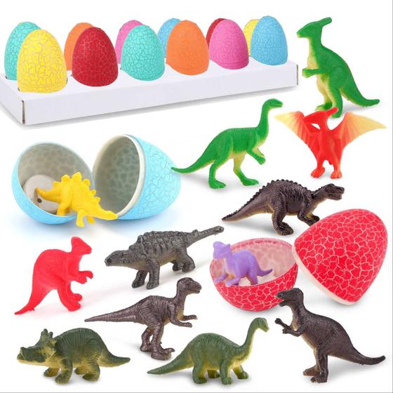 Imagem de Brinquedos de ovos de dinossauro ZOHANINDL com 12 figuras exclusivas de dinossauros