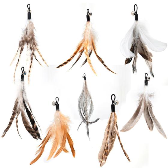 Imagem de Brinquedos de penas de gato, miwoowim Natural Feathers, 8 unidades