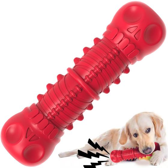 Imagem de Brinquedos Dog Squeaky ZIKATON para mastigadores agressivos vermelhos grandes