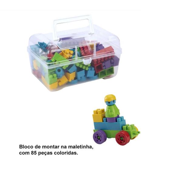 Imagem de Brinquedos Educativos Blocos de Montar Maleta Matrix 85pçs