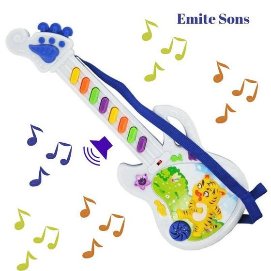 Imagem de Brinquedos Guitarra Infantil Tigre Educativo Cores, Sons E