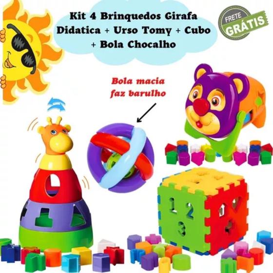 Imagem de Brinquedos Kit 4 Para Desenvolvimento Do Bebe 12 Meses 1 Ano