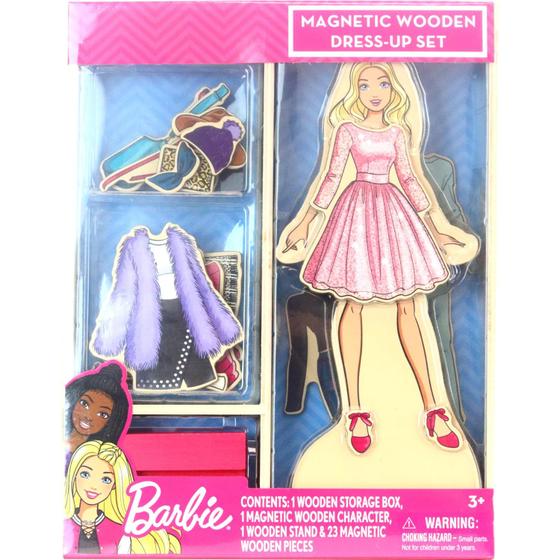 Imagem de Brinquedos magnéticos de madeira Barbie Tara com 23 roupas