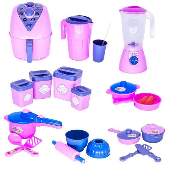 Imagem de Brinquedos Menina Cozinha Infantil Air Fryer Panelinhas 22pç