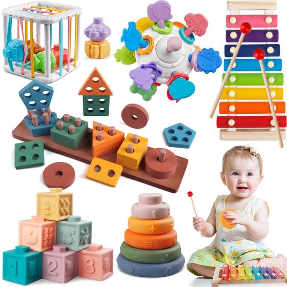 Imagem de Brinquedos Montessori Aliex 6 em 1 para Bebês (A partir de 1 Ano) - Com Mordedor