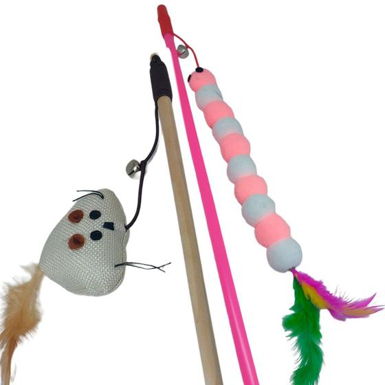Brinquedos Para Gato Kit Com 2 Varinhas Ratinho E Centopéia Menor preço em Brinquedos Para Gato Kit Com 2 Varinhas Ratinho E Centopéia