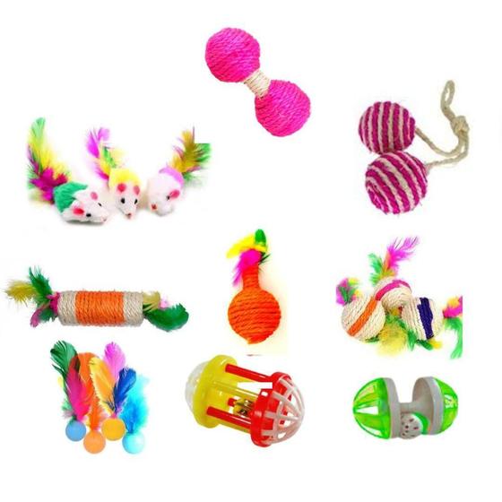 Imagem de Brinquedos Para Gatos - Kit 9 Itens.