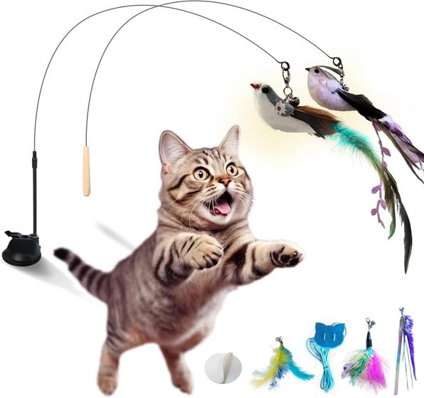 Imagem de Brinquedos para gatos ZOYTEN 10 peças de brinquedos interativos para gatinhos, varinha de penas