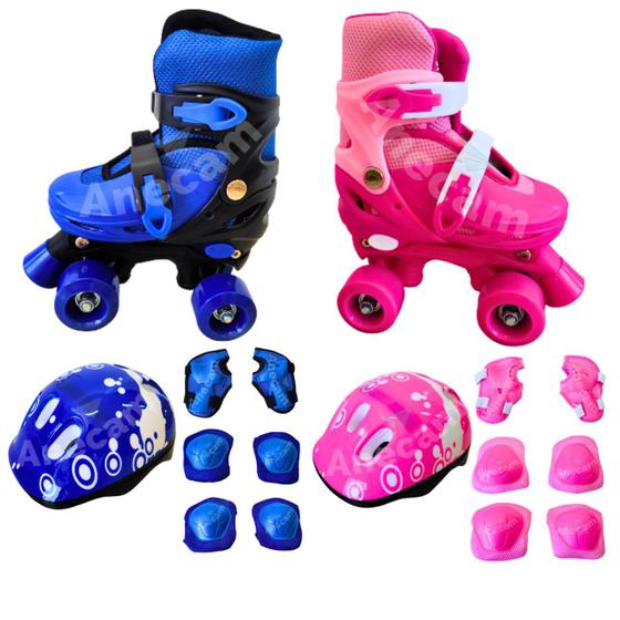 Imagem de Brinquedos Patins Roller 4 Rodas + Kit De Proteção 28 a 40 Brinquedo Dia Das Crianças