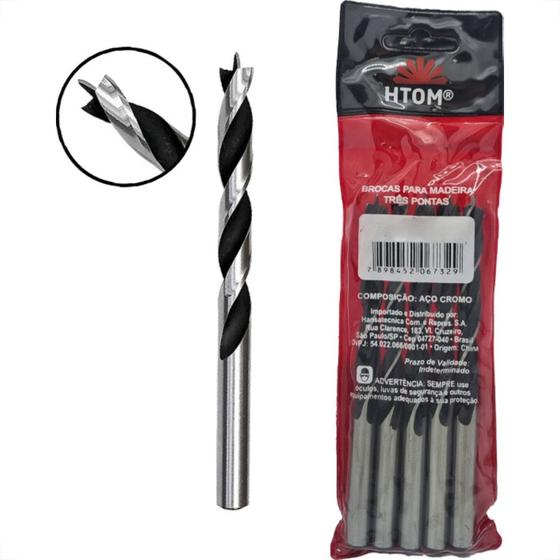 Imagem de Broca Aco Carbono 3 Ponta Htom 10Mm - Kit C/5 PC