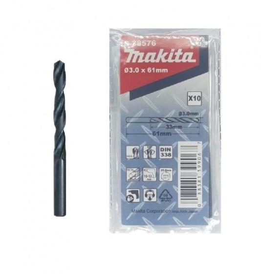 Imagem de Broca Aço/Metal Makita HSS-R 3.0mm com 10 Peças
